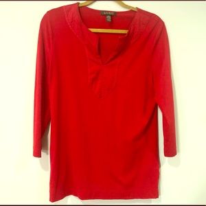 Lauren Ralph Lauren Red Linen Tunic Top